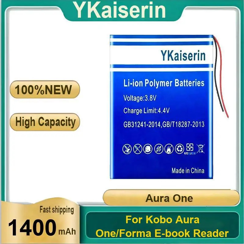 Kobo Aura One Forma uchun elektron kitob oʻqish batareyasi E-Ink elektron kitob batareyasi Yuqori sifatli portativ 1400mAh