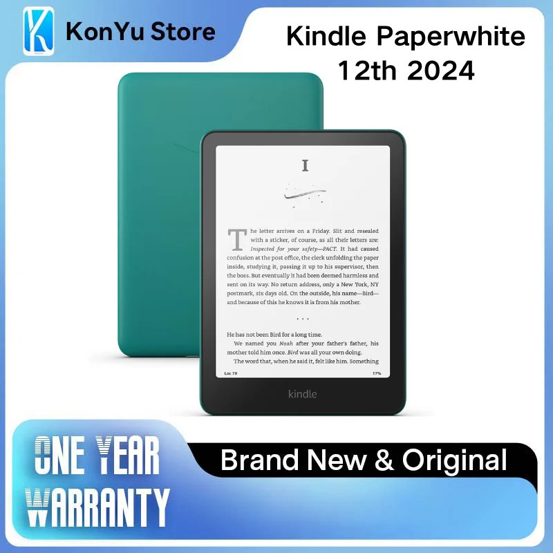 Электронная книга Kindle Paperwhite 12-го поколения 2024 года, 7 дюймов, 300 PPI, водонепроницаемость IPX8, двухцветная подсветка, 16 ГБ/32 ГБ, Wi-Fi