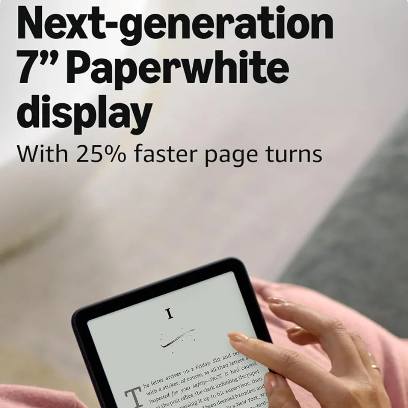 Электронная книга Kindle Paperwhite 12-го поколения 2024 года, 7 дюймов, 300 PPI, водонепроницаемость IPX8, двухцветная подсветка, 16 ГБ/32 ГБ, Wi-Fi