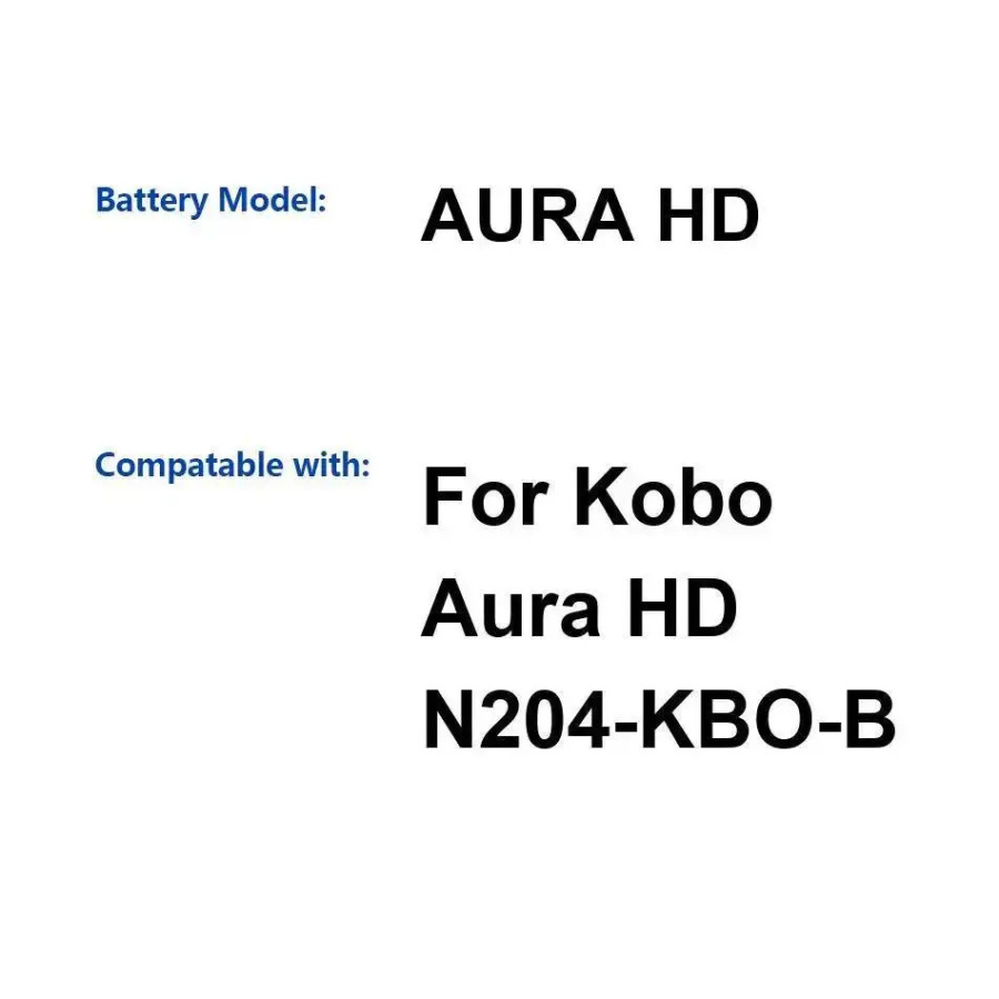 Kobo Aura HD N204-Kbo-B tez zaryadlash uchun elektron kitob oʻquvchi bardoshli 1500 mAh batareya