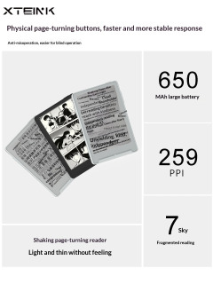 XTEINK X3 E Ink Reader E-reader 3,7 dyuymli ultra yupqa ekranli, portativ, 650 mAch akkumulyatorli, 792x528 oʻlchamli, 259 PPI, talabalar uchun choʻntak modeli.