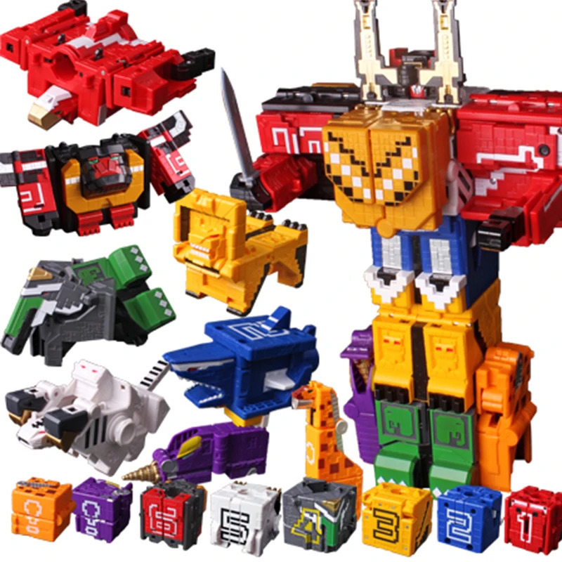 Quvvatni yigʻish oʻquv oʻyinchoqlari Matematik kub robotini oʻzgartirish raqamlari Puzzle Ranger hayvon oʻgʻil bolalar uchun oʻyinchoqlar