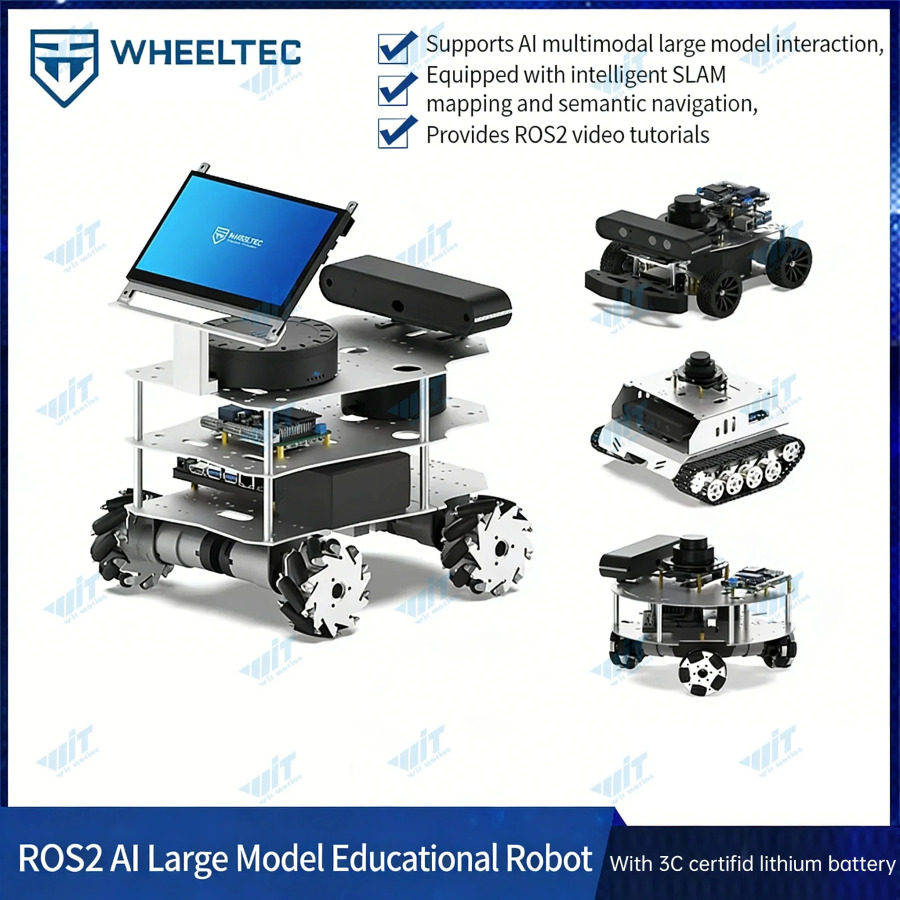 AI, LiDAR navigatsiyasi, 3D chuqurlik kamerasi, Ackermann differensial diski va Mecanum gʻildiraklariga ega Raspberry Pi 5 R550 robot avtomobili