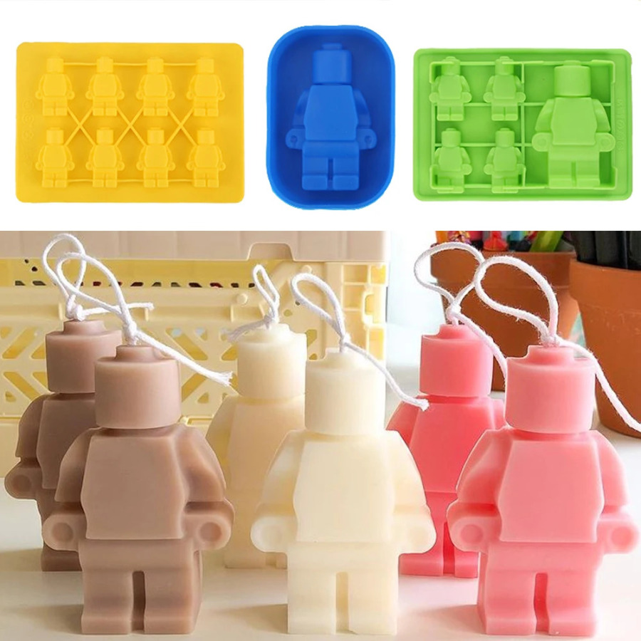 Robotlar silikon sham qolipi DIY 3D qurilish bloklari shokoladli pechenye fondan muz qoliplari Rojdestvo sovgʻalari hunarmandchilik buyumlari uy dekoratsiyasi