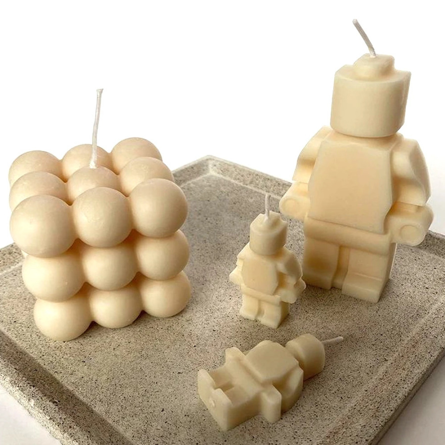 Robotlar silikon sham qolipi DIY 3D qurilish bloklari shokoladli pechenye fondan muz qoliplari Rojdestvo sovgʻalari hunarmandchilik buyumlari uy dekoratsiyasi