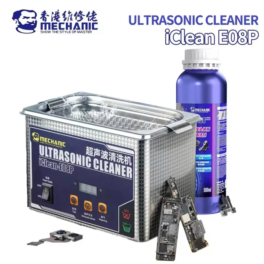 MECHANIC iClean-E08P ultratovushli tozalash vositasi 80 Vt yuqori chastotali koʻp funktsiyali tozalash chipi 800 ml ultratovushli tozalash vannasi