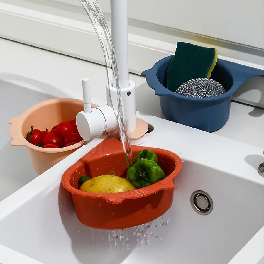 Oshxona uchun lavabo drenaj savati Koʻp funktsiyali mushuk shaklidagi kran filtrli savat meva sabzavot uchun raf organizator oshxona jihozlari