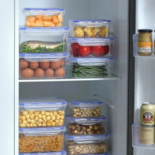 Пластиковый герметичный прямоугольный контейнер для хранения продуктов с крышкой, для микроволновой печи, ланч-бокс