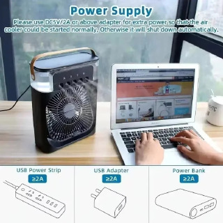 Portativ uy konditsioner ventilyatori: 3-in-1 namlagich funksiyasi USB elektr LED tungi chiroq uy mini havo sovutgichi 2026