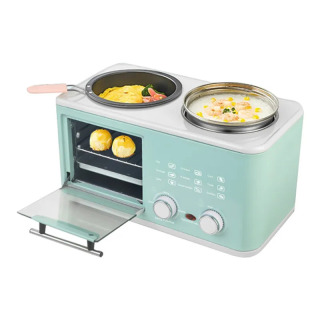 Maishiy elektr 4-in-1 nonushta mashinasi Mini non tushdi mashinasi Pishirish pechi omletli skovorodkada issiq choynak ovqat pishirgichi