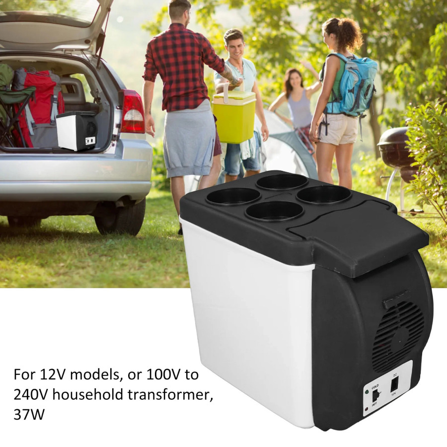 Lager uchun portativ mini elektr avtomobil muzlatgichi 12V 6L sovutish va isitish muzlatgichi ...