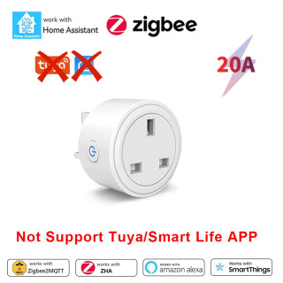 Умная розетка Zigbee 20A для Home Assistant, британская вилка, с функцией мониторинга энергопотребления, управление через приложение, совместимость с Alexa Z2M тип 12