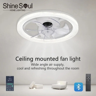 Zamonaviy yangi shift ventilyatori Smart APP masofadan boshqarish pulti Yashash xonasi yotoqxonasi ovqat xonasi uy yoritgichi uchun 6 tezlikli LED fan nuri