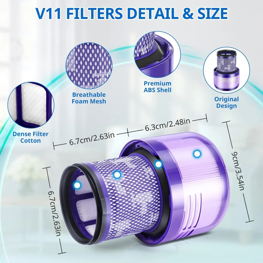 Dyson V11 Animal/V11 Torque Drive V15 Detect aksessuarlari uchun yuviladigan filtr siklon changyutgich ehtiyot qismlari