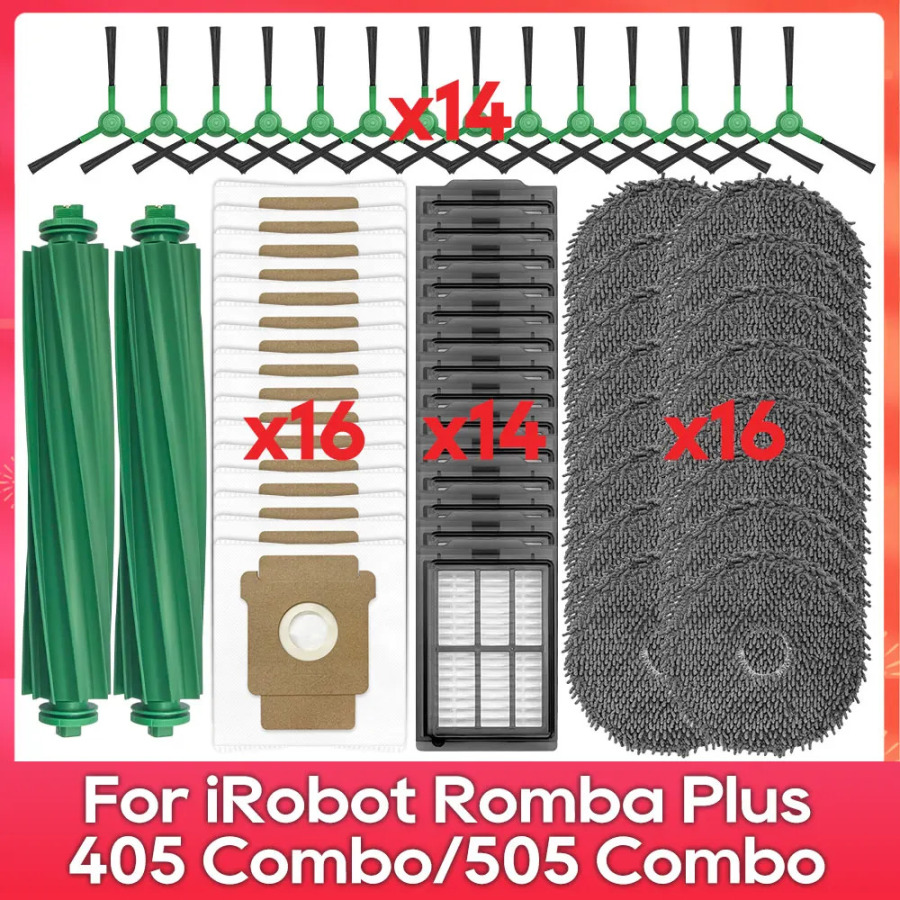 (iRobot Romba Plus 405 Combo / 505 Combo) uchun mos Ehtiyot qismlar Aksessuarlar Asosiy va yon choʻtkasi HEPA filtri Mop Chang idishi Sarf materiallari