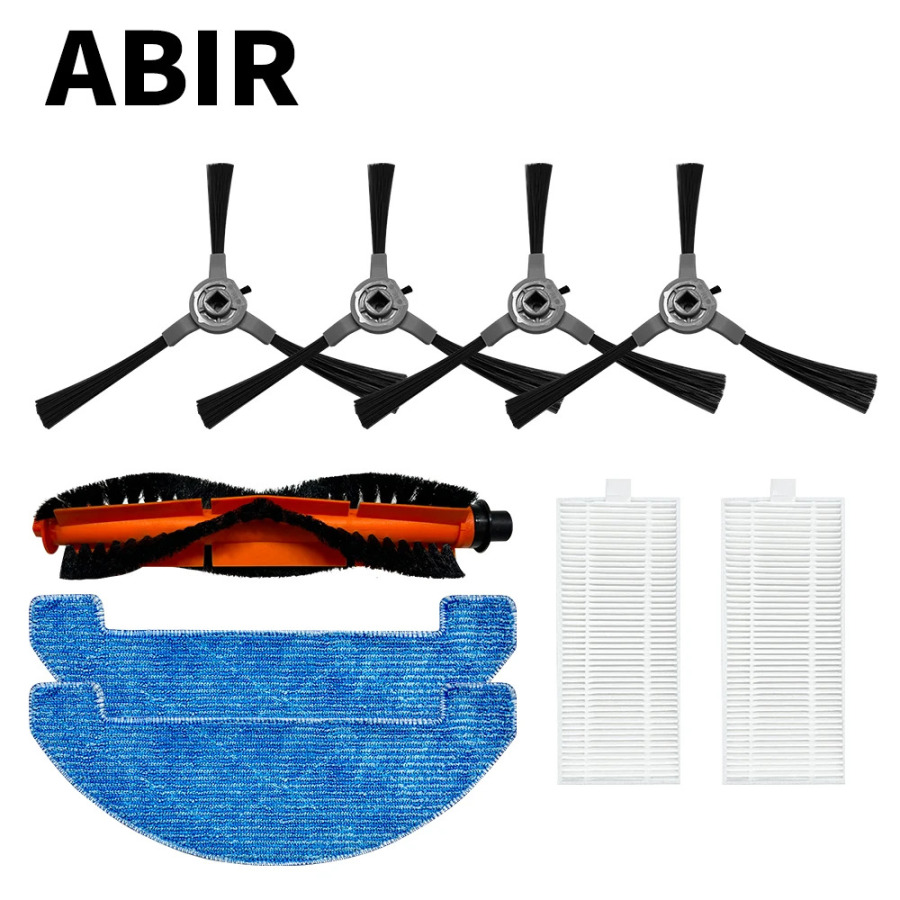 Запасные части для робота-пылесоса ABIR K30, X9, включает боковую щетку 4 шт., швабра 2 шт., HEPA-фильтры 2 шт., центральную щетку 1 шт.,