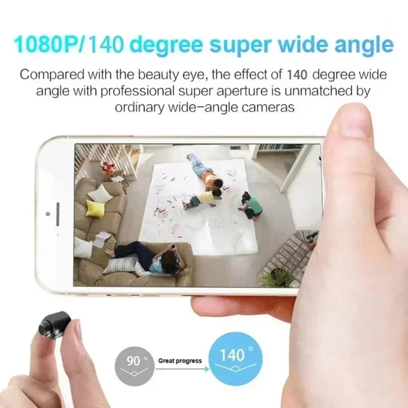 Aqlli uy uchun tungi koʻrish va harakat sensori DVR bilan simsiz 1080P mini CCTV kamera
