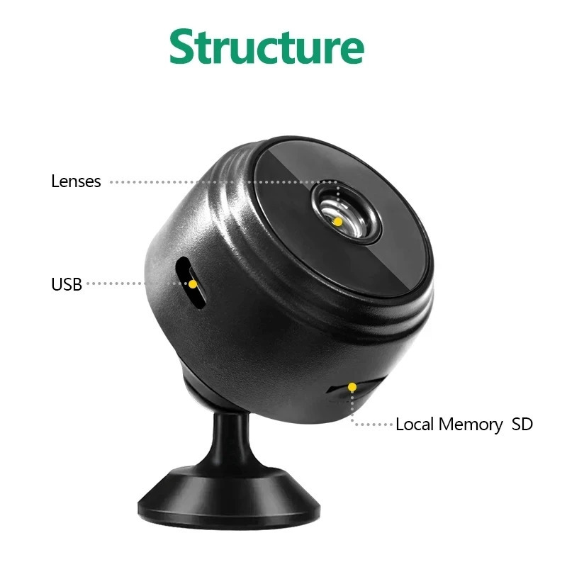 A9 mini kuzatuv kameralari Wi-Fi 1080P HD mini kamerali tungi koʻrish kamerasi sensorli veb-video kuzatuv Smart Life uyi
