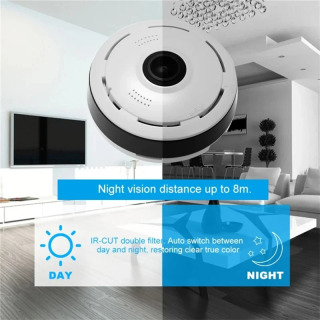 Миниатюрная Wi-Fi камера видеонаблюдения 360° °   IP-камеры с панорамным обзором и двусторонней голосовой связью, 3-мегапиксельные видеокамеры для видеонаблюдения и защиты дома