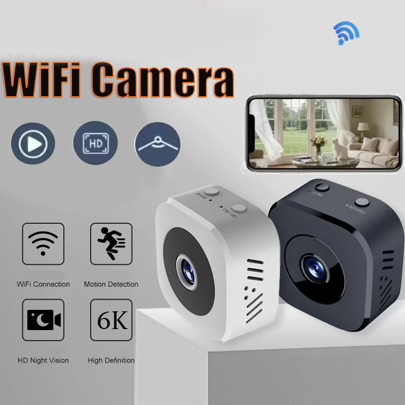 Новая мини-камера видеонаблюдения 6K HD с Wi-Fi, двусторонней аудиосвязью, датчиком движения и инфракрасным ночным видением 2026 года