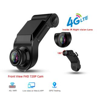 Bluavido 4G avtomobil DVR kuzatuvi HD 720P tungi koʻrish old va orqa ikki tomonlama yozib olish 24 soat masofadan turib kuzatuv lokatori черный 64 г