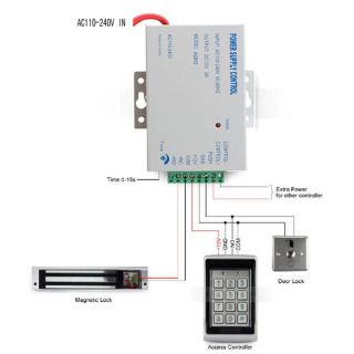 Kirish nazorati quvvat manbai AC 110-220V DC 12V 3A video interkom uchun eshik qoʻngʻirogʻi elektr qulfi magnit qulf NO/NC qulfi