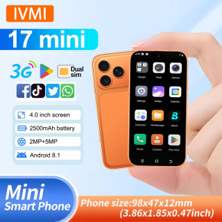 Мини-телефоны IVMI Global 17, смартфоны-игрушки Pro Max Ultra, мини-телефон Android, мобильный телефон 3G с двумя SIM-картами, маленький телефон с экраном.