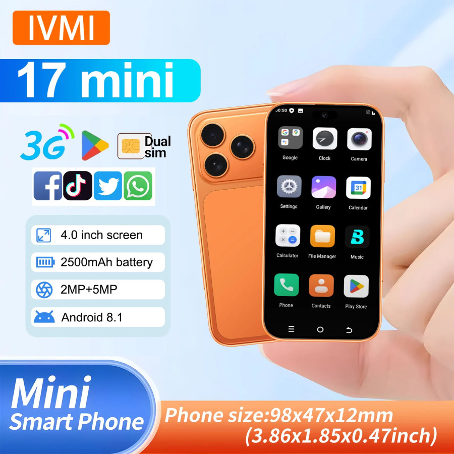 Мини-телефоны IVMI Global 17, смартфоны-игрушки Pro Max Ultra, мини-телефон Android, мобильный телефон 3G с двумя SIM-картами, маленький телефон с экраном.