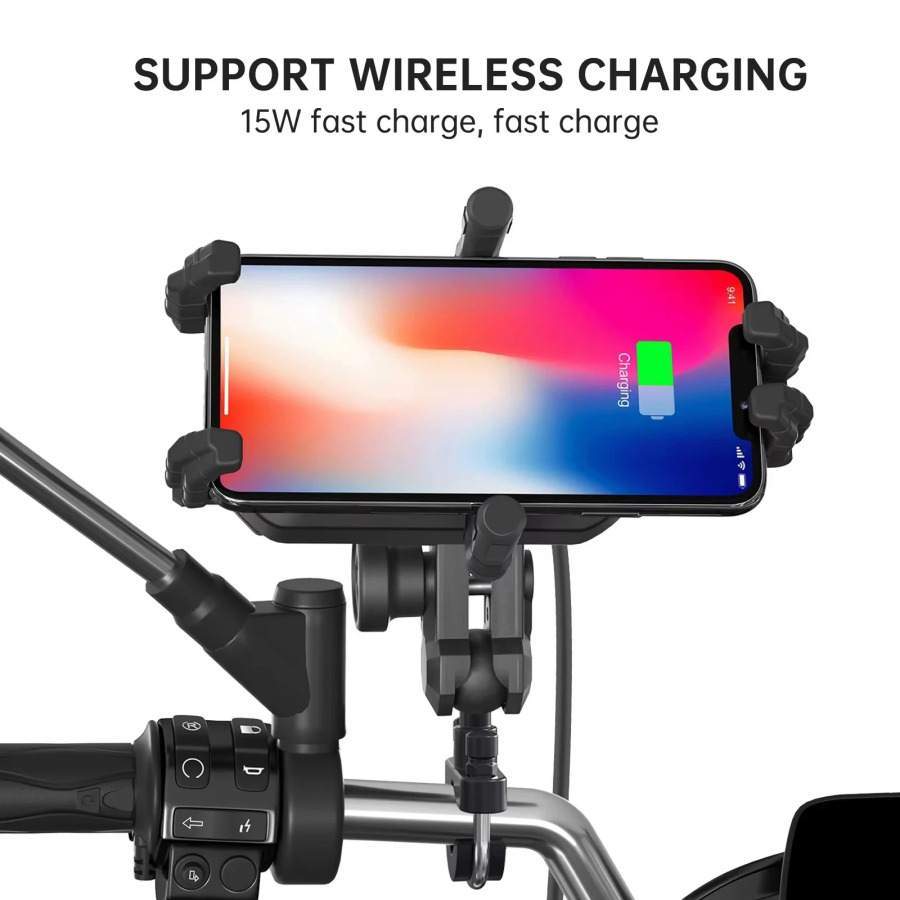 Mototsikl telefon ushlagichi Mototsikl aksessuarlari Simsiz zaryadlash aksessuarlari Moto Soporte uchun Móvil Moto jeondae