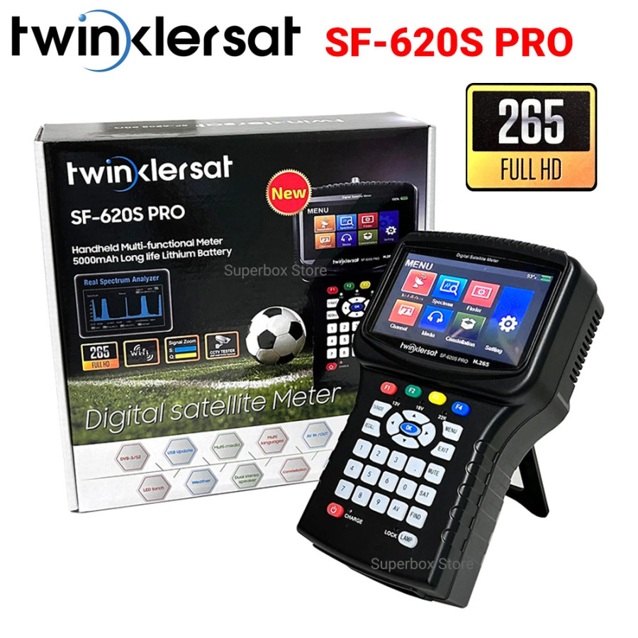 Twinklersat SF-620S Pro Satellite Finder H.265 HEVC 4,3-дюймовый экран DVB-S2 HD-измеритель сигналов с CCTV в CVBS 5000 мАч Аккумуляторная