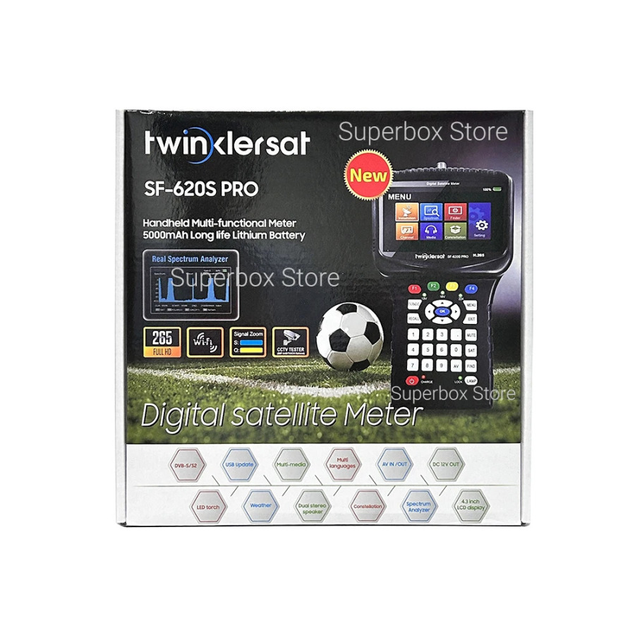 Twinklersat SF-620S Pro Satellite Finder H.265 HEVC 4,3-дюймовый экран DVB-S2 HD-измеритель сигналов с CCTV в CVBS 5000 мАч Аккумуляторная