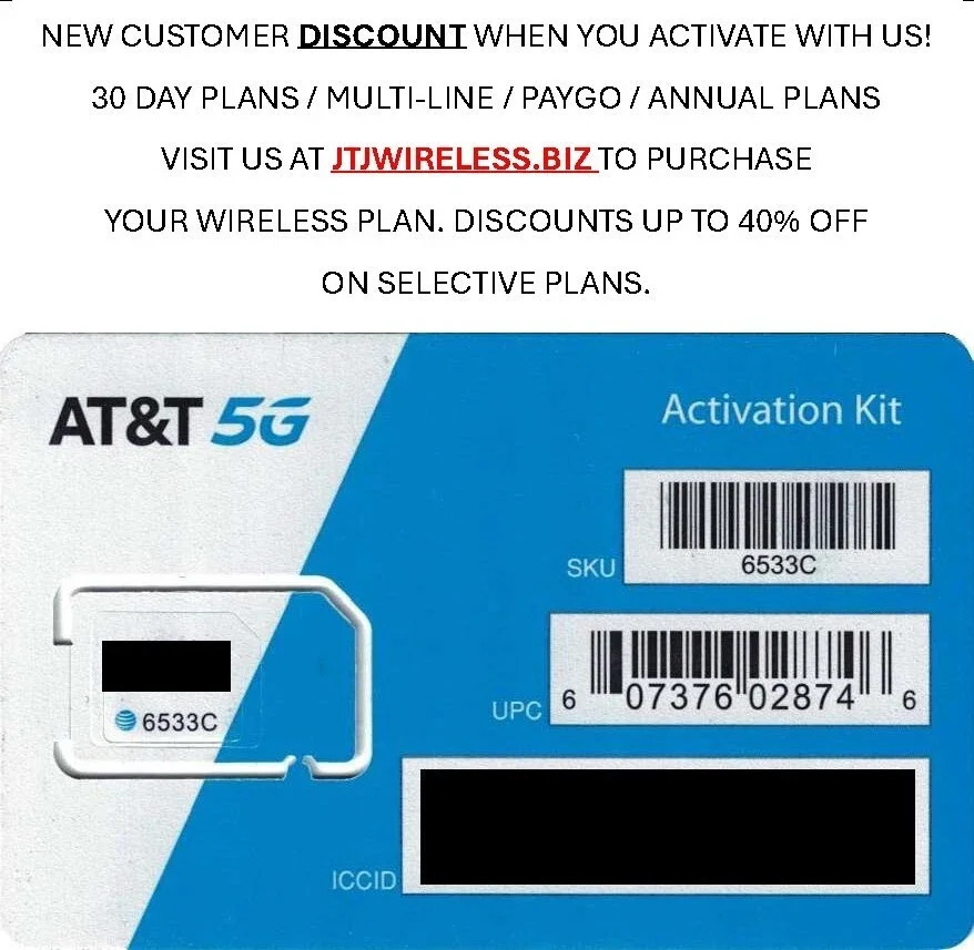 SIM-карта AT&T, совместима с предоплаченным (GoPhone) и почтовым сервисом AT & T (универсальная, 3 в 1)