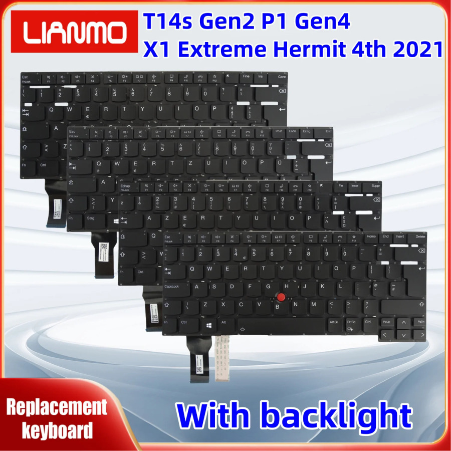Клавиатура с подсветкой для ноутбуков Lenovo Thinkpad T14s Gen2, P1 Gen4, X1 Extreme, Hermit 4th 2021 (американская, итальянская, немецкая, французская, британская, португальская раскладка)