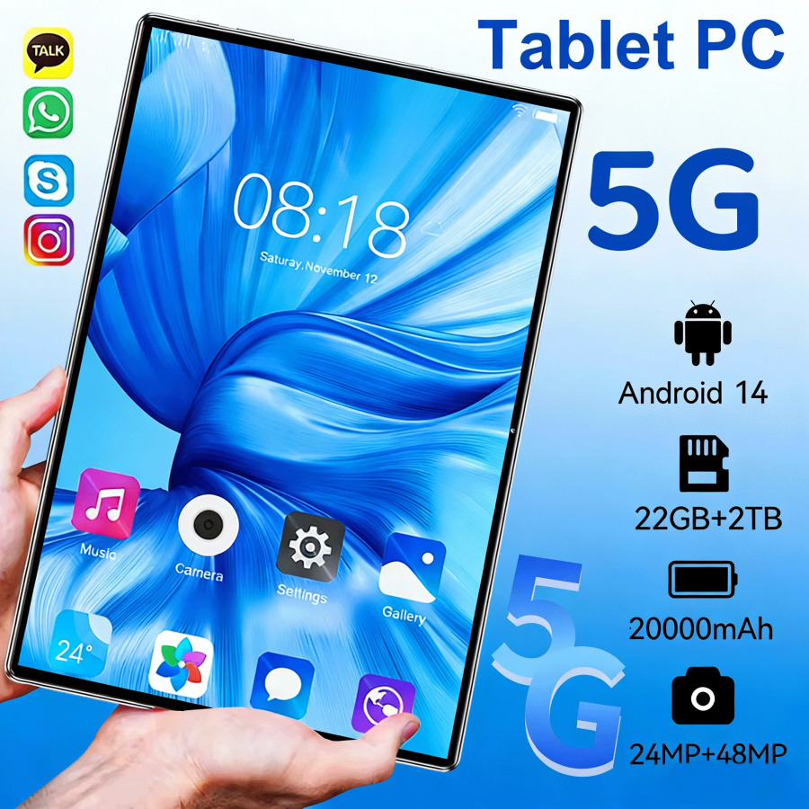 Yangi 2026 Android 14 Tablet 22GB+2TB 20000mAh Pad 15 Pro original planshet kompyuter 5G Dual SIM WiFi HD 4K Mi Tab