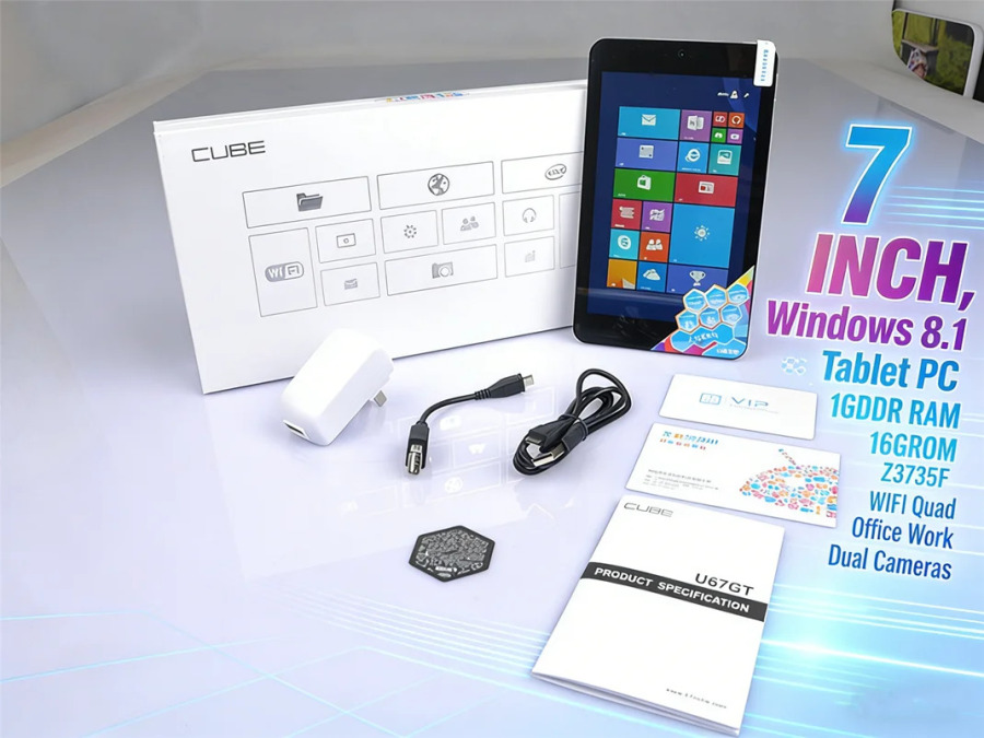 Планшетный ПК 7 дюймов, Windows 8.1, процессор Z3735F, 1 ГБ ОЗУ, 32-битная система, Wi-Fi, четырехъядерный, для офисной работы, с камерами