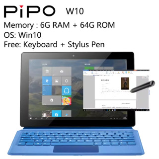PIPO W10 Intel 4120 2 in 1 toʻrt yadroli planshet 10,1 dyuym 1920*1200 IPS 6GB RAM 64GB ROM Ikkita kameralar Windows 10 WiFi 5 HDMI mini kompyuter черный AU