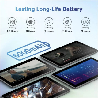 Планшетный ПК Android 13 с IPS-экраном 10,1 дюйма (1280x800), процессором Allwinner A133 Quad-Core, 4 ГБ ОЗУ, 64 ГБ ПЗУ, аккумулятором 6000 мАч, двойной камерой и разъемом Type-C