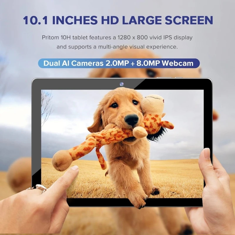 Планшетный ПК Android 13 с IPS-экраном 10,1 дюйма (1280x800), процессором Allwinner A133 Quad-Core, 4 ГБ ОЗУ, 64 ГБ ПЗУ, аккумулятором 6000 мАч, двойной камерой и разъемом Type-C