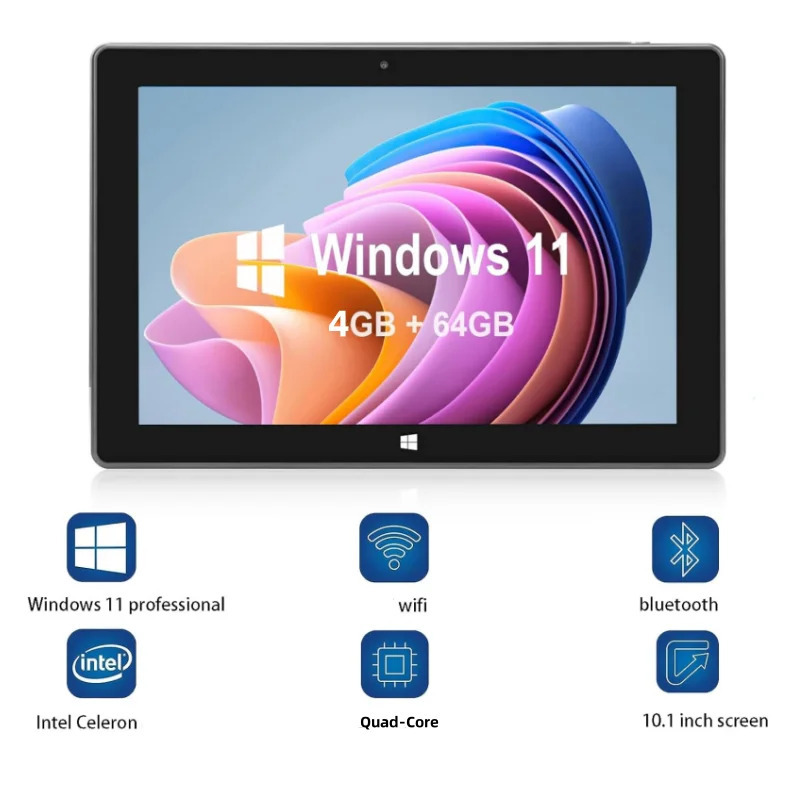 Разрешение 1920 x 1200 IPS 10,1-дюймовый планшетный ПК с Windows 11, Intel N3350, 4 ГБ ОЗУ, 64 ГБ ПЗУ, четырехъядерный процессор, двойной порт Type-C HDMI