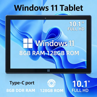 Новый планшетный ПК с Windows 11, 10.1 дюйма, Type-C, 4 ГБ DDR RAM, 64 ГБ ROM, 64-битный процессор Intel Atom N3350, Quad Core, двойная камера, 1920x1200 IPS, порт HD-MI.