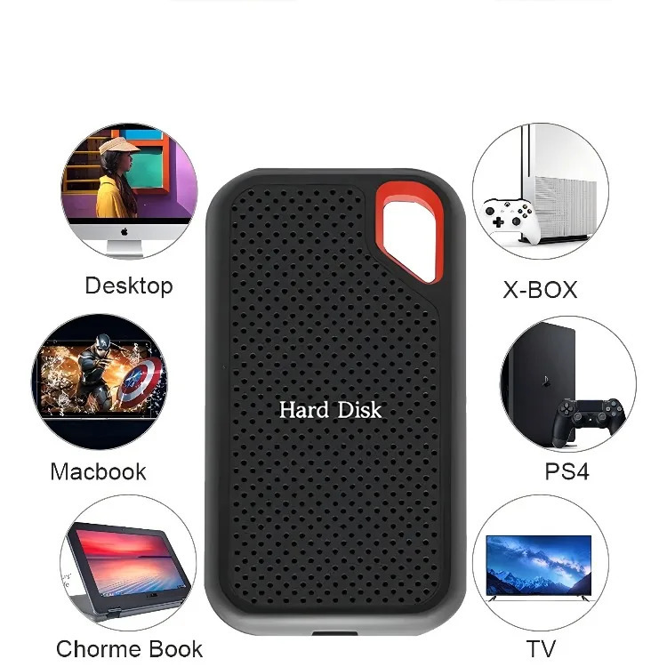 Portativ SSD tashqi qattiq disk 1TB yuqori tezlikdagi HDD 2TB 4TB 256TB USB3.1 Type-C qattiq holat drayveri noutbuk/telefon/MAC/kompyuter uchun