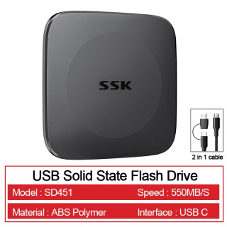 SSK tashqi diskli tashqi qattiq holat disklari Iphone 16 noutbuki uchun portativ qattiq disk 1T toifa C tashqi disk черный 1 ТБ