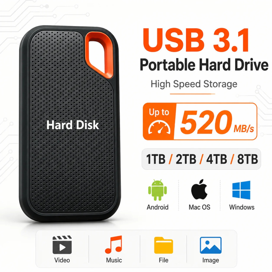 128TB tashqi SSD, 1TB portativ SSD, ixcham korpus, yuqori unumdorlik, kundalik foydalanish uchun