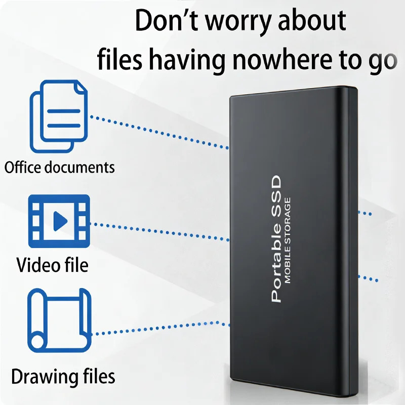 4TB USB-C tashqi portativ SSD tashqi makon, xom maʼlumotlar va hujjatlarni saqlash uchun zarbaga chidamli