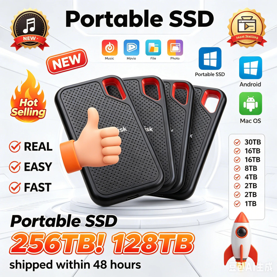 Koʻp funktsiyali portativ tashqi SSD, oson ishlash, tezkor maʻlumotlarni uzatish, tashqi qattiq disk, turli xil qurilmalar uchun keng qoʻllaniladi.