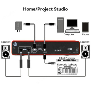Kompyuterda yozib olish uchun AMIXSQ22 audio interfeysi bepul USB diskli tashqi ovoz kartasi PC Pro audio uskunasi uchun professional video