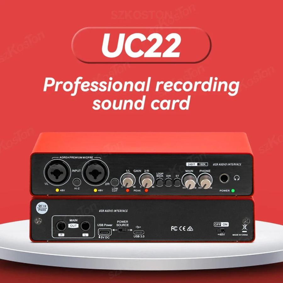 Kompyuterda yozib olish uchun AMIXSQ22 audio interfeysi bepul USB diskli tashqi ovoz kartasi PC Pro audio uskunasi uchun professional video