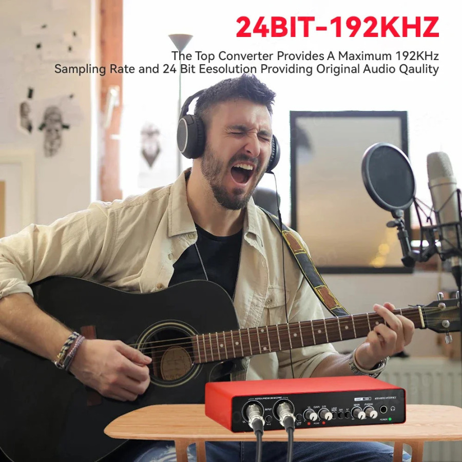 Kompyuterda yozib olish uchun AMIXSQ22 audio interfeysi bepul USB diskli tashqi ovoz kartasi PC Pro audio uskunasi uchun professional video