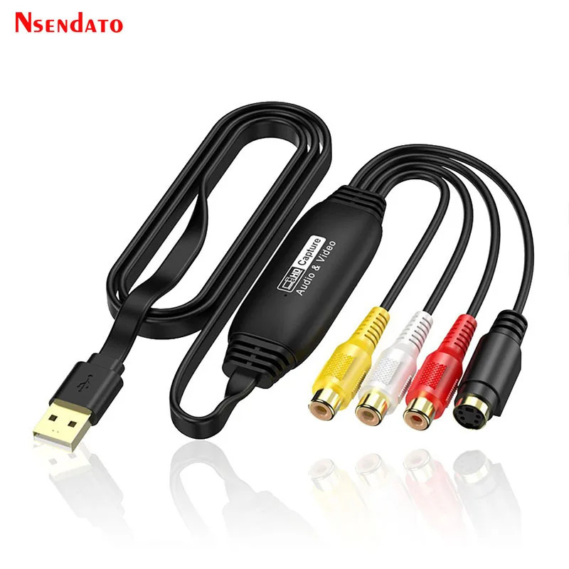 USB AV-рекордер для записи видео и аудио, 1080p 30 Гц, адаптер для захвата аудио и видео с VHS, TV, DVD, VCR, конвертер RCA в USB для Mac
