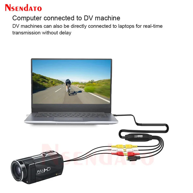 USB AV-рекордер для записи видео и аудио, 1080p 30 Гц, адаптер для захвата аудио и видео с VHS, TV, DVD, VCR, конвертер RCA в USB для Mac